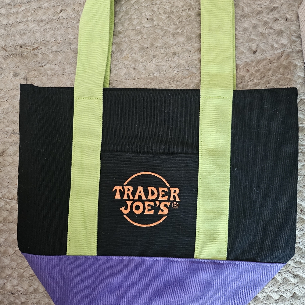 Trader Joes 2025 Black and Purple Halloween Tote Bag